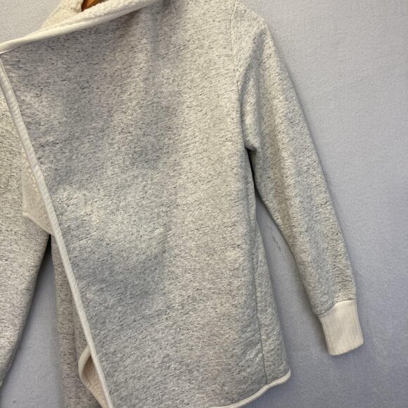 Abercrombie & Fitch Sherpa Lined Open Cardigan Sweater Womens Medium Gray Cream - Picture 8 of 12